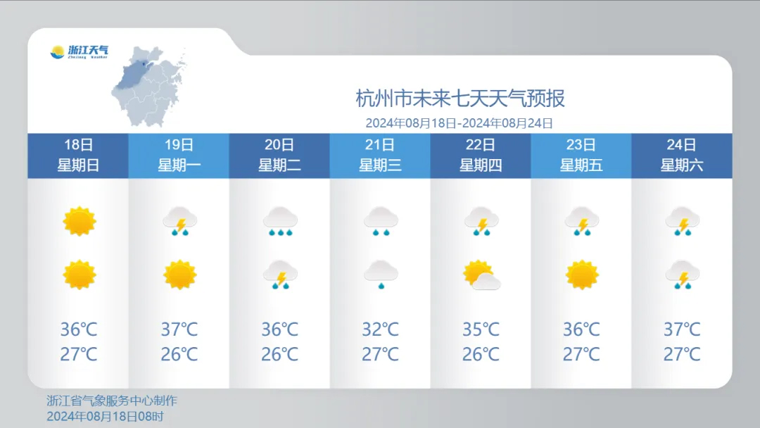 8月21日浙江省大部地区有望告别高温天气